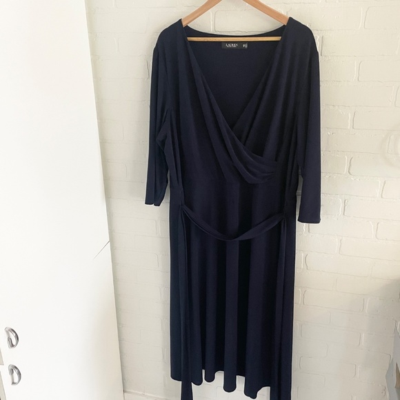 Lauren Ralph Lauren Midi/Maxi dress Faux wrap Lighthouse Navy blue Sz 22W - Picture 6 of 15